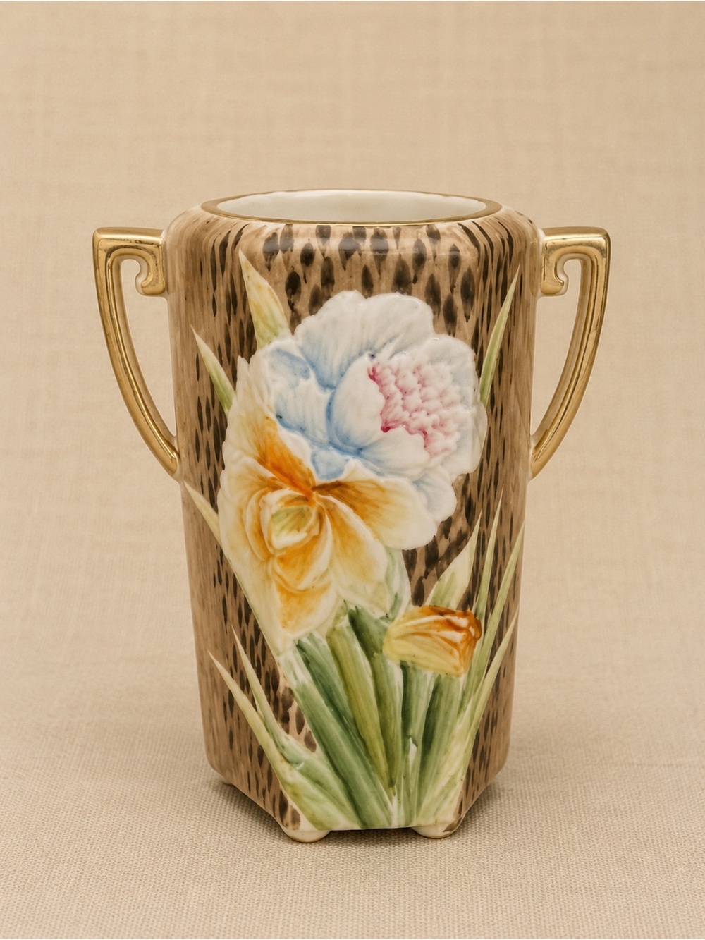 Vintage Nippon Porcelain Vase • Hand-Painted Florals